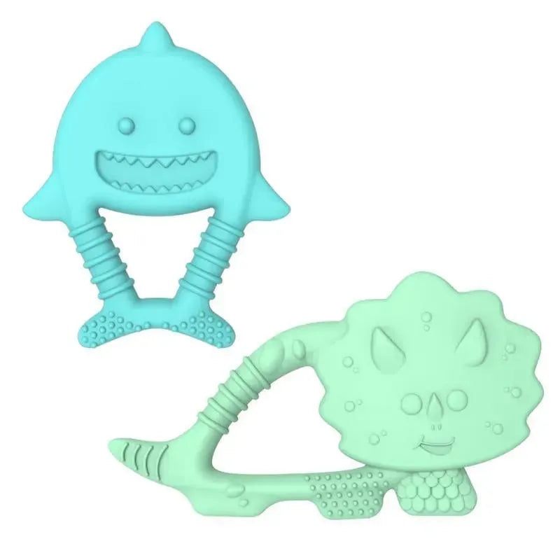 Melii – Baby Teethers, 100% Food Grade Silicone, Multiple Textures, BPA Free, Dino & Shark