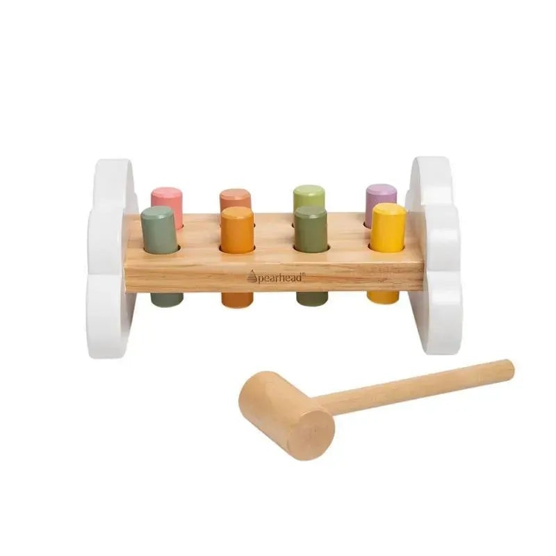 Pearhead – Montessori Hammer Bench Toy, Pounding and Hammering Wooden Toy for Ages 1+ Years