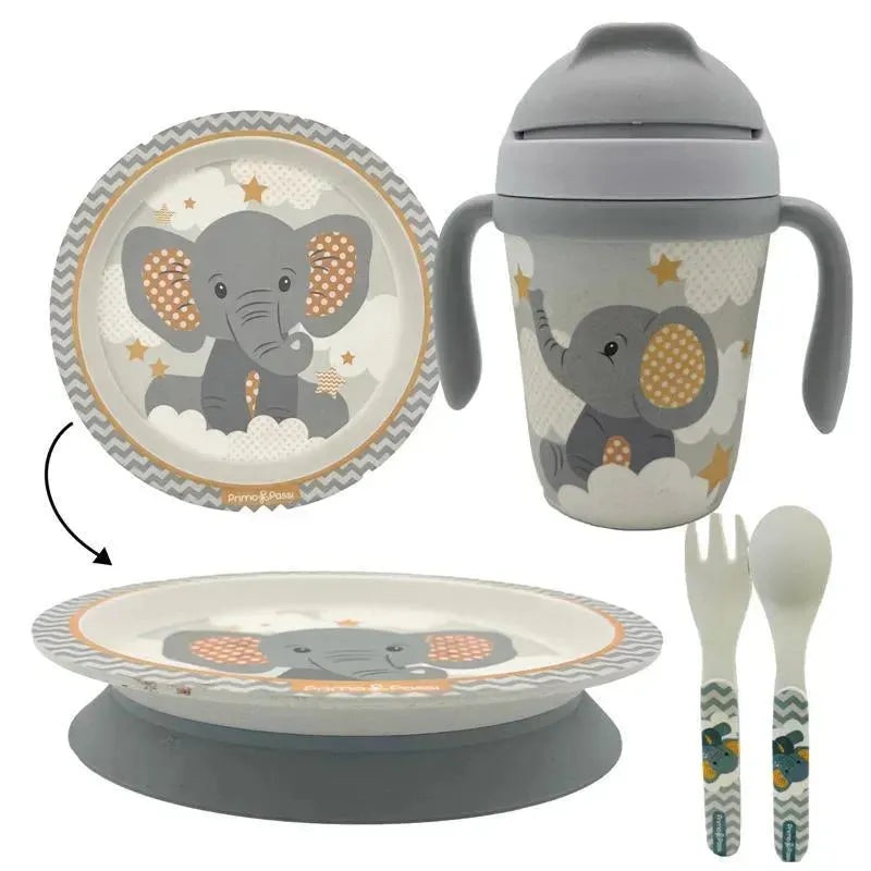 Primo Passi – Kids Bamboo Set Suction Plate & Cup, Little Elephant