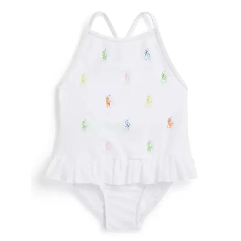Ralph Lauren Baby – 1Pk All Over Pony Schiffli Swimsuit White