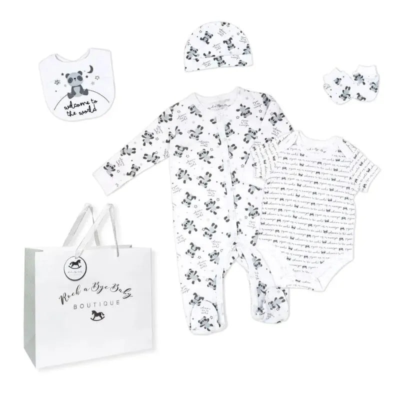Rose Textile – 5Pk Baby Neutral Panda World Mesh Bag Set