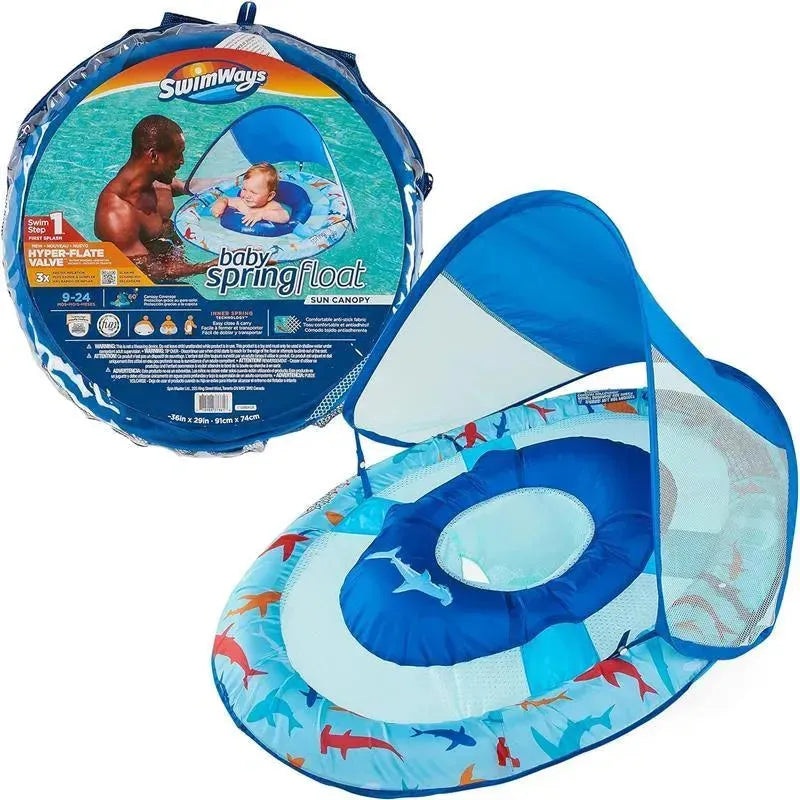 Spin Master – Swimways Sun Canopy Inflatable Baby Spring Float for Kids 9-24 Months, Shark