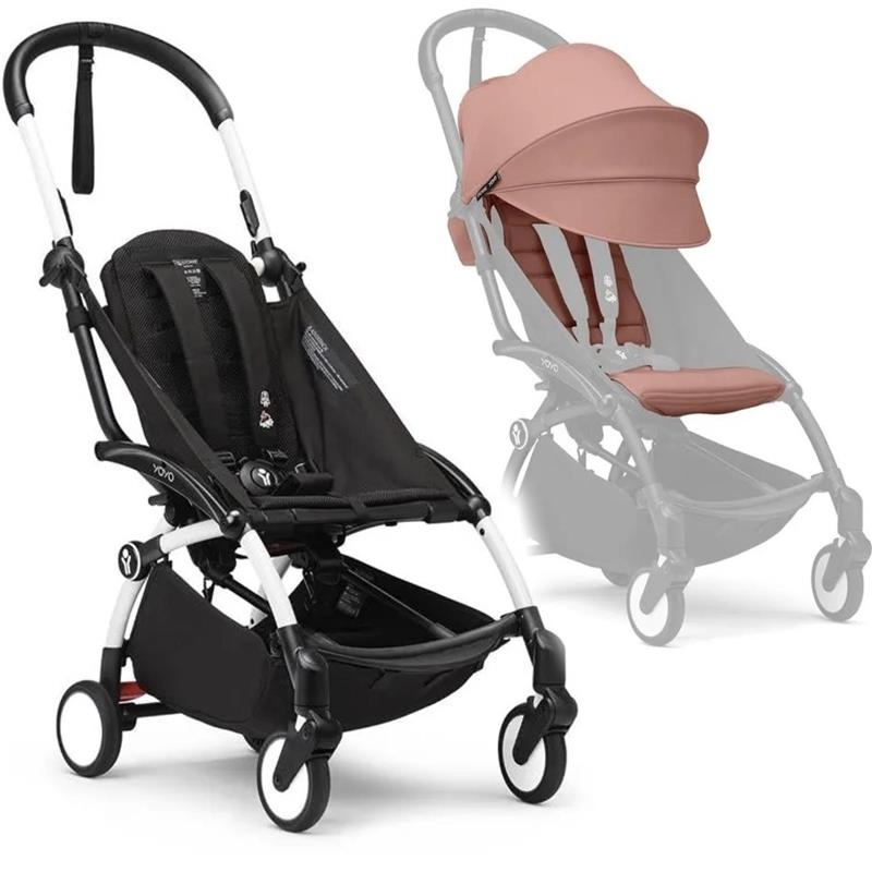 Stokke – Yoyo Stroller Bundle, Black And White Frame & Ginger 6+ Color Pack