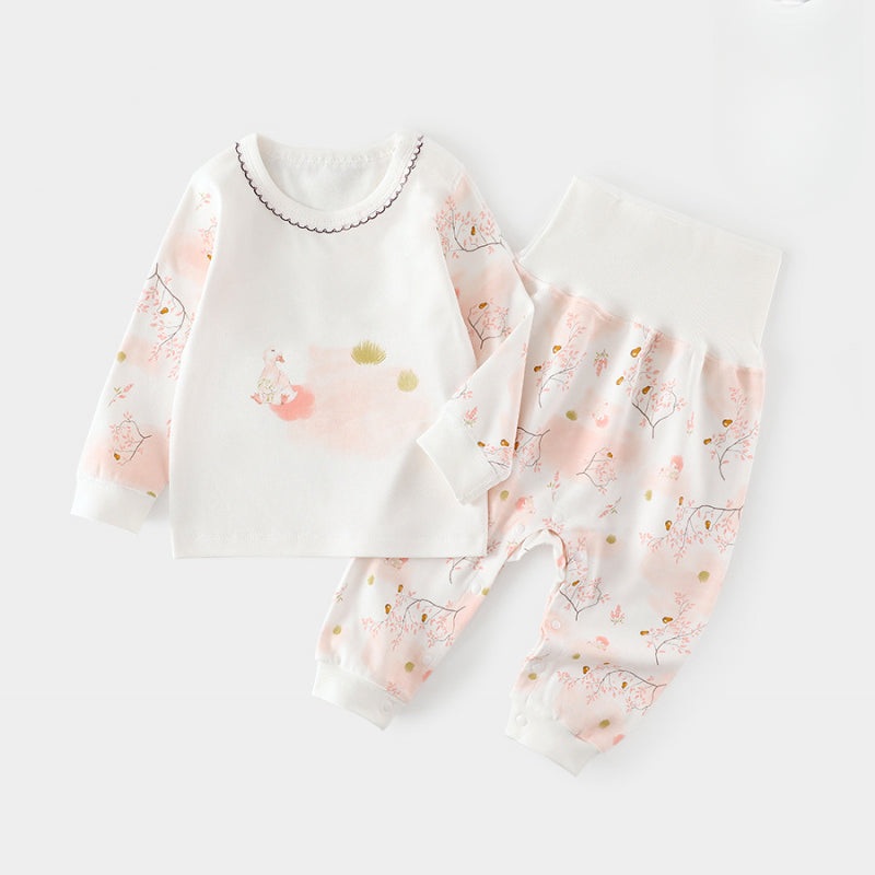 100% Cotton Long Sleeve Top & Pants Set – Pink Spring Pink Spring 3-6 M