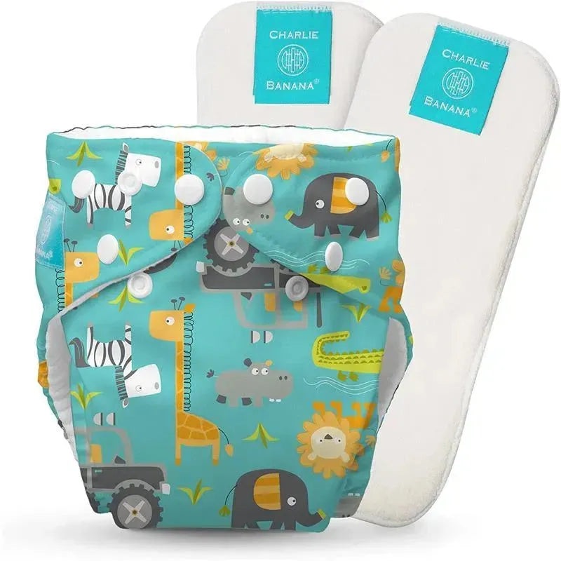 Charlie Banana – Gone Safari One Size Reusable Cloth Diaper with Fleece