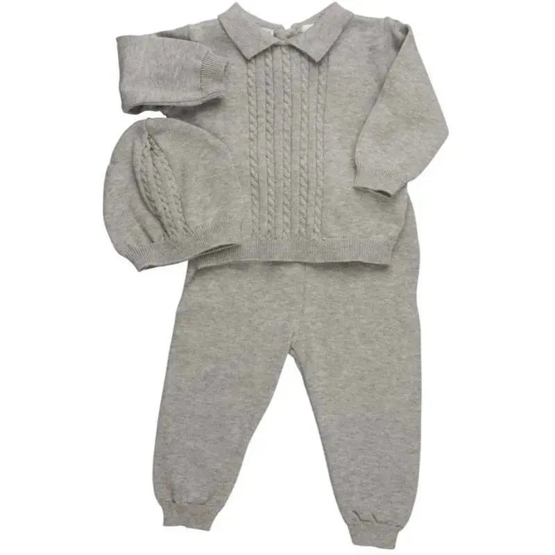 Feltman Brothers – Take Me Home Cable Knit Two Piece With Hat, Grey