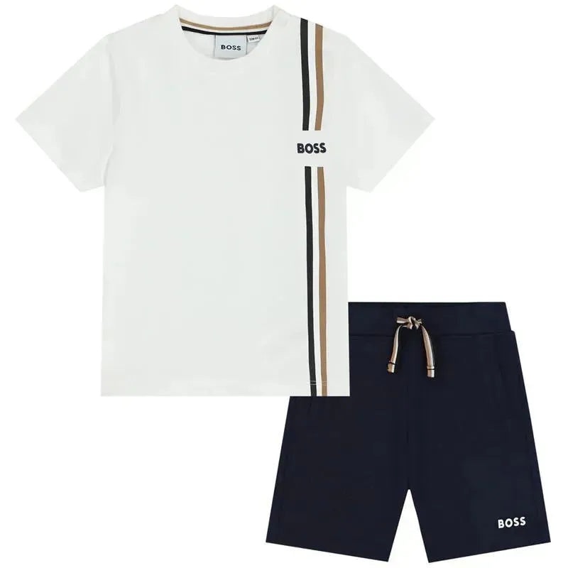 Hugo Boss Baby – Boy White & Navy Blue Mini Me Set