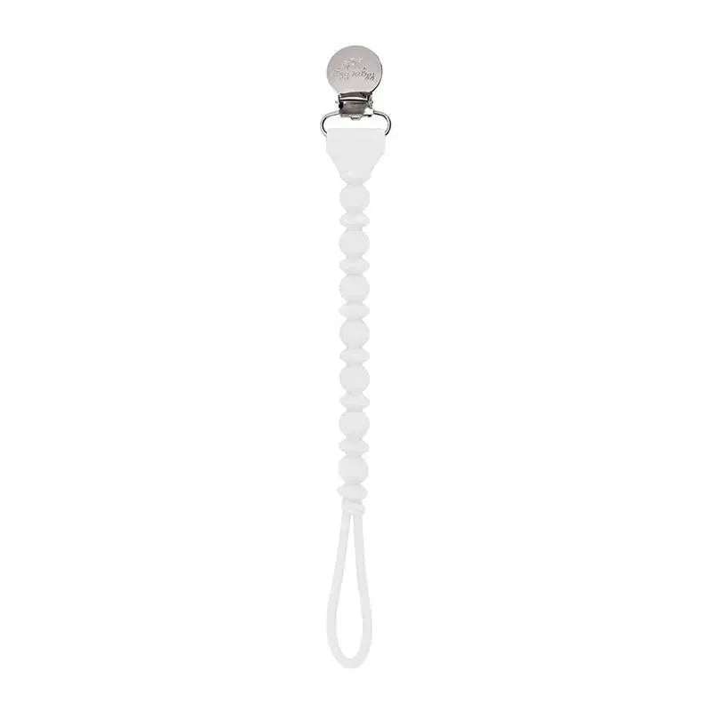 Itzy Ritzy – Sweetie Strap Silicone One-Piece Pacifier Clip, White