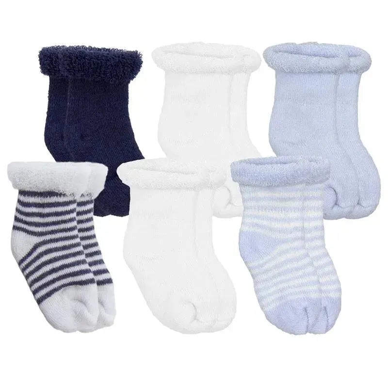 Kushies – 6 Pack newborn socks, Blue