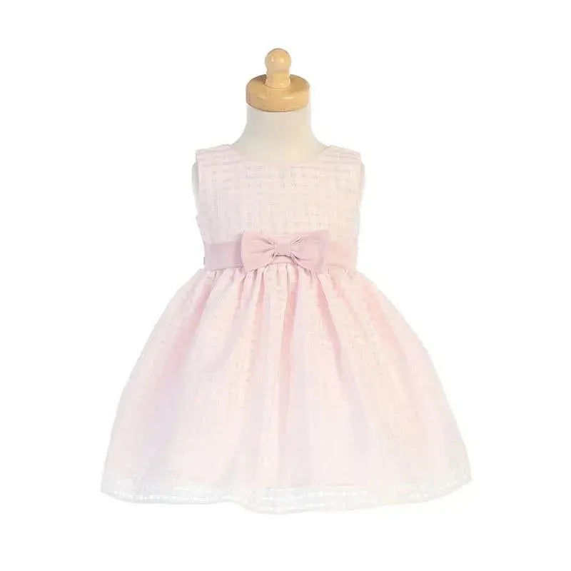 Lito – Baby Girl Organza Dress With Burnout Squares, Light Pink