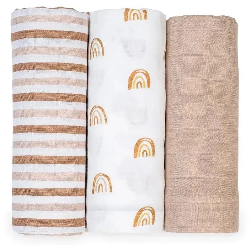 Lulujo – 3Pk Rainbows Muslin Receiving Blankets