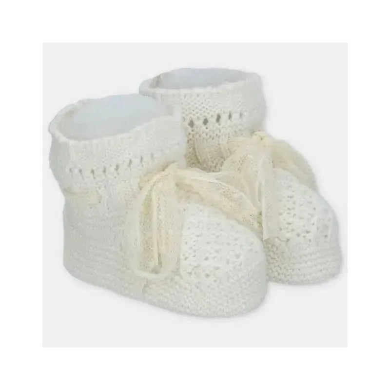 Martin Aranda – Baby Booties Knit Marfil, Pink Ciruela