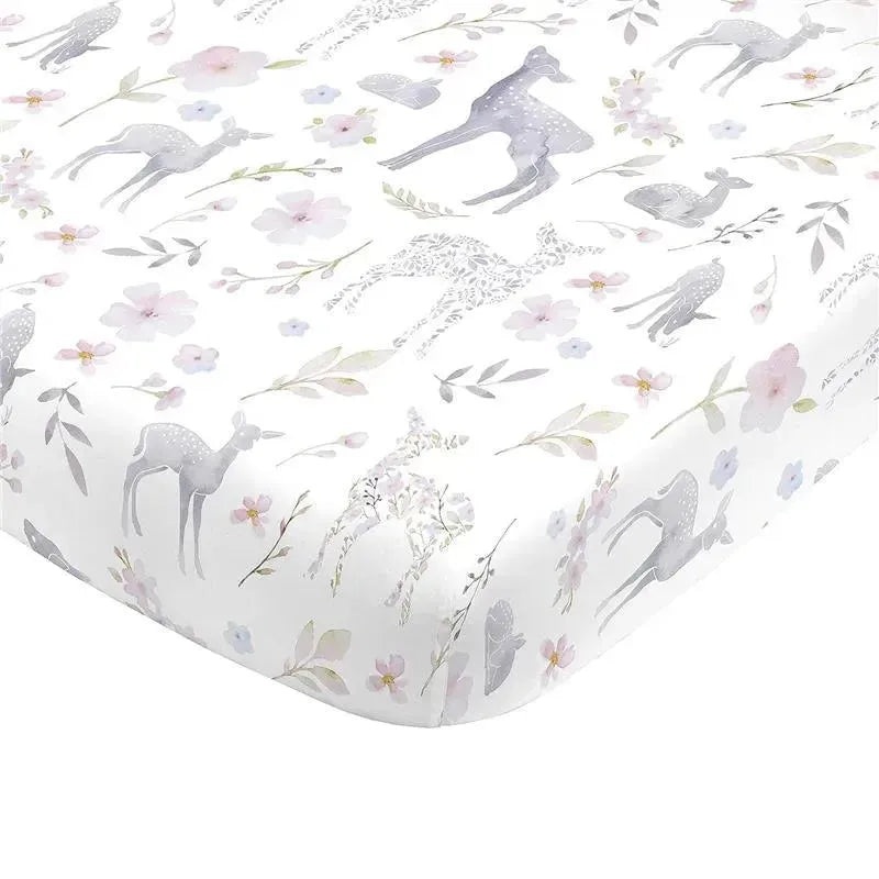 Nojo – Fitted Crib Sheet Floral Deer Print