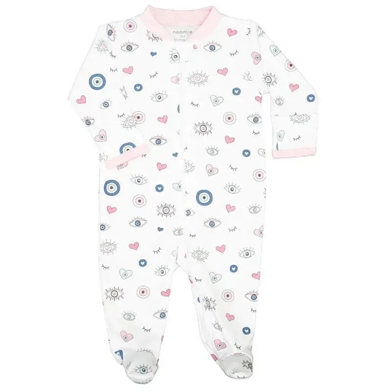 Noomie – Baby Girl Zipper Footie Evil Eye Pink
