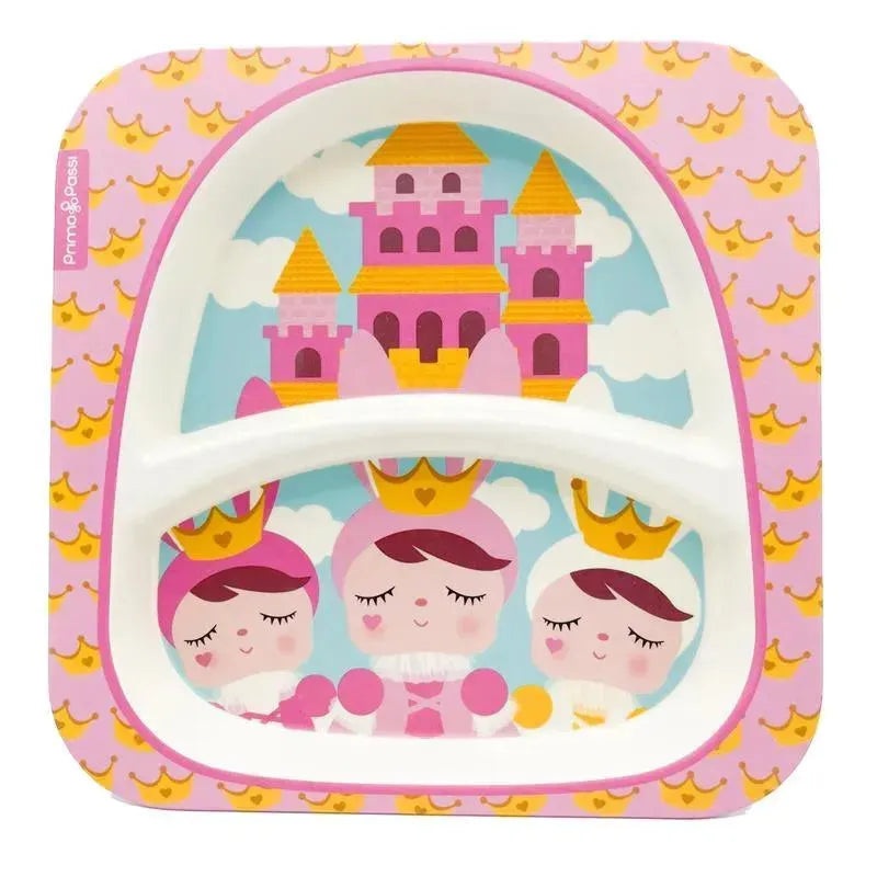 Primo Passi – Divided Square Bamboo Plate for Kids, Metoo Princess Doll