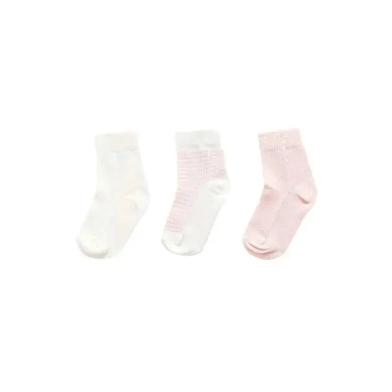 Pure Baby – 3Pk Baby Girl Organic Sock Set, Pale Pink