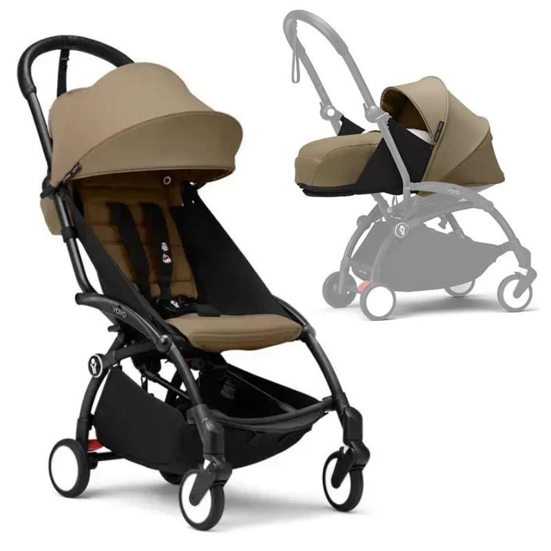 Stokke – Yoyo Stroller Bundle, Black Frame | Toffee 6+ Color Pack | Toffee Newborn Pack