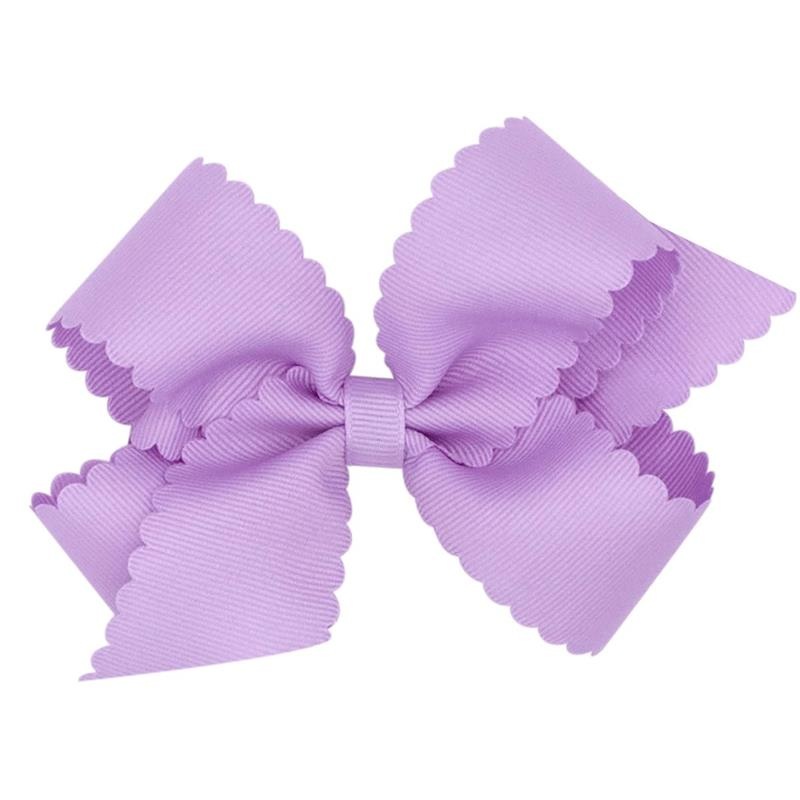 Wee Ones – Classic Grosgrain Hair Bow with Scalloped Edges, Medium, Light Orchid