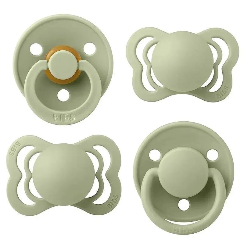 BIBS  Try-it De Lux Sage Pacifiers Natural Rubber & Silicone, 0/6M