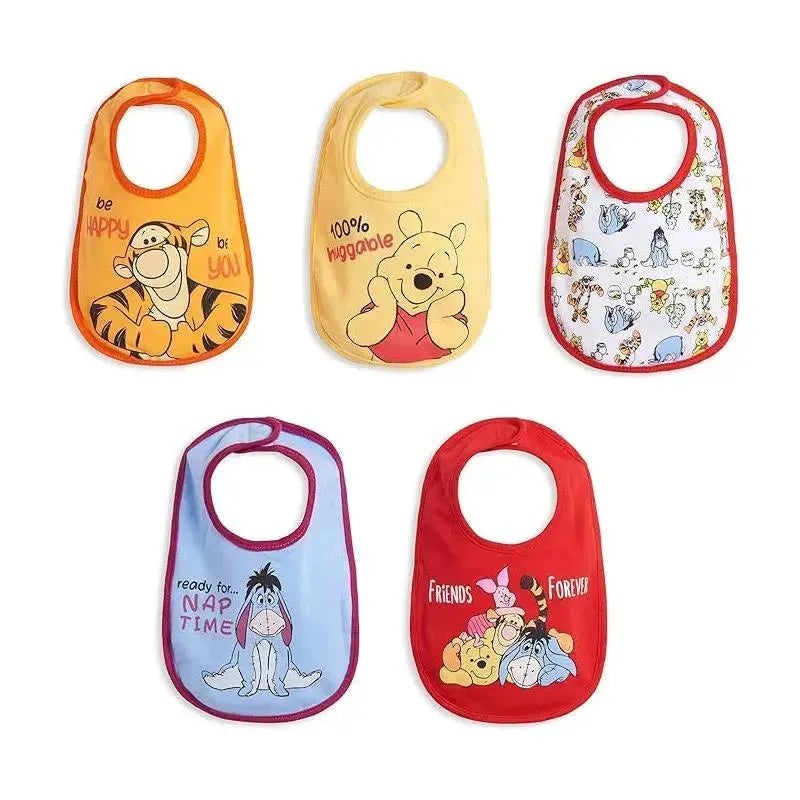 Disney Winnie the Pooh Tigger Eeyore Piglet 5 Pack Side Snap Bibs