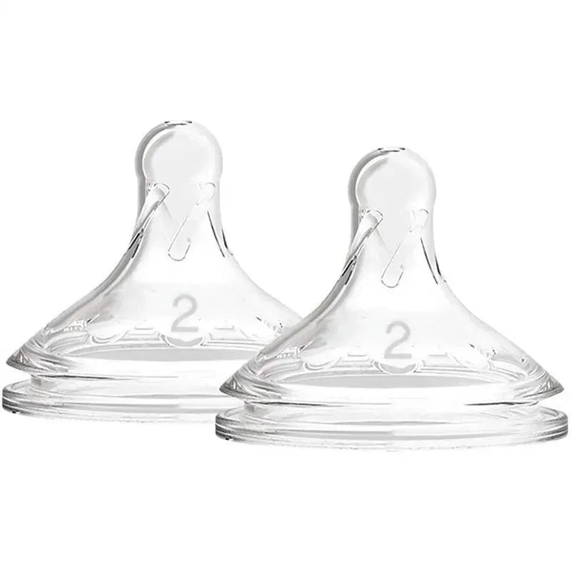 Dr. Brown’s Options+ Level 2 Wide-Neck Silicone Bottle Nipples, 2-Pack