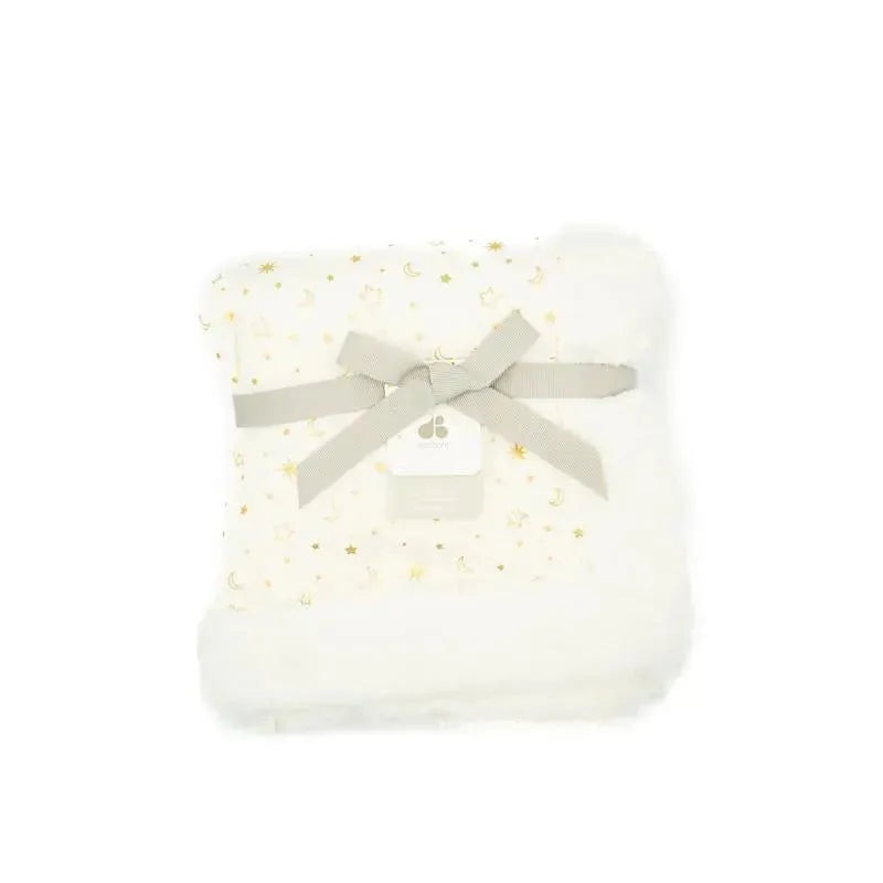 Just Born Sherpa Baby Blanket,Ivory/Gold