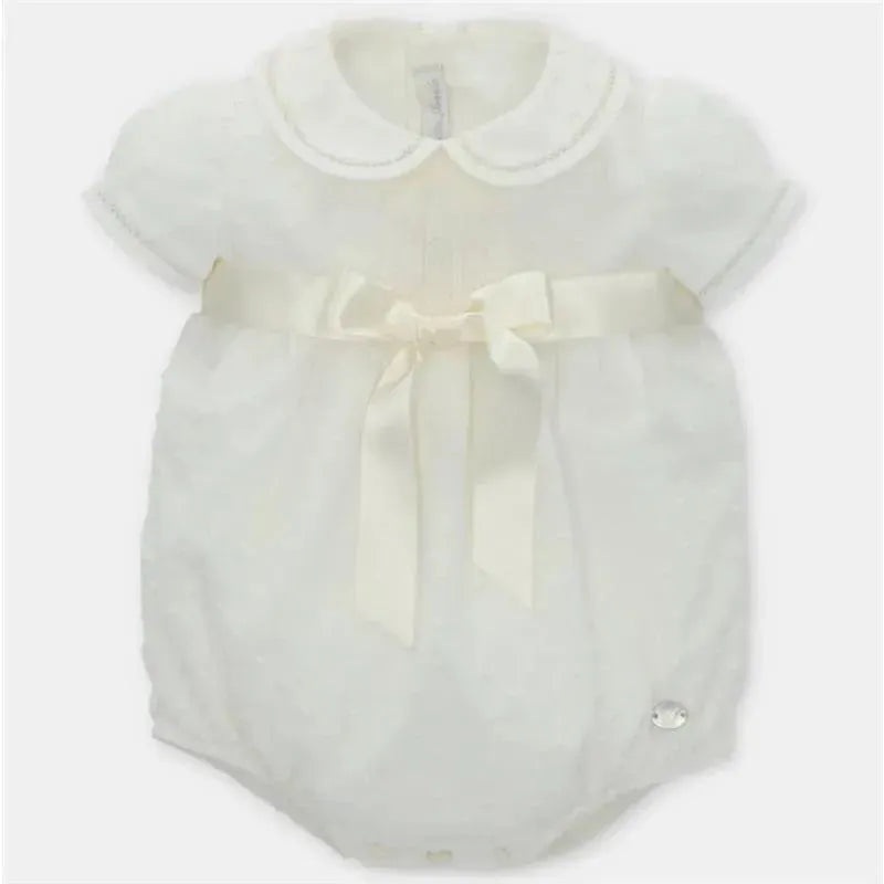 Martin Aranda – Baby Short Romper Woven Plumeti Nuage, Ivory