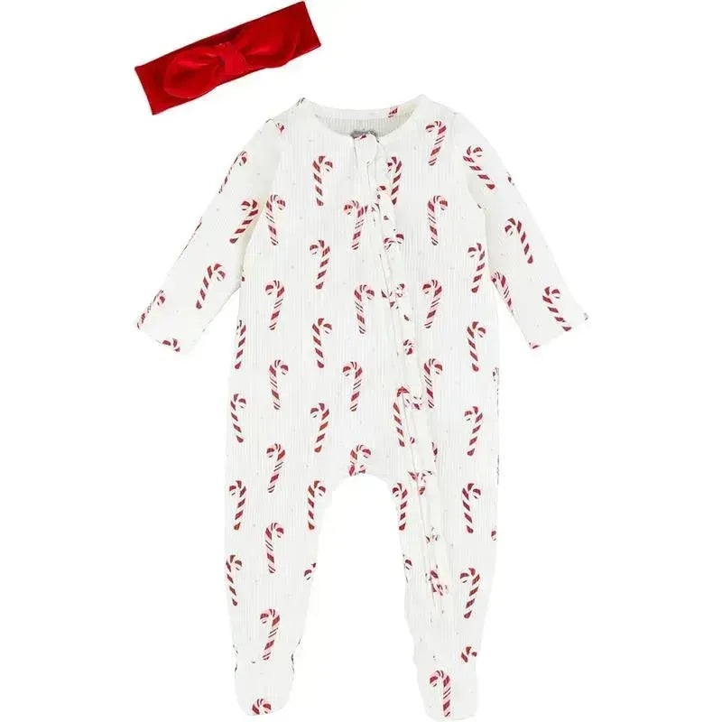 Mud Pie – Candy Cane Sleeper & Headband Set