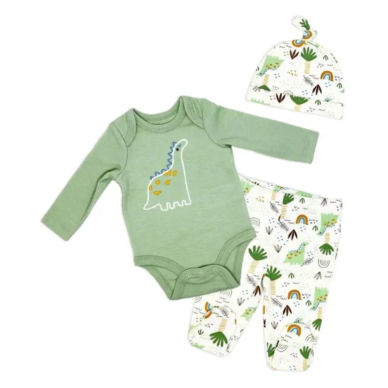 Rose Textile – 3Pk Baby Boys Dinosaur Footed Set