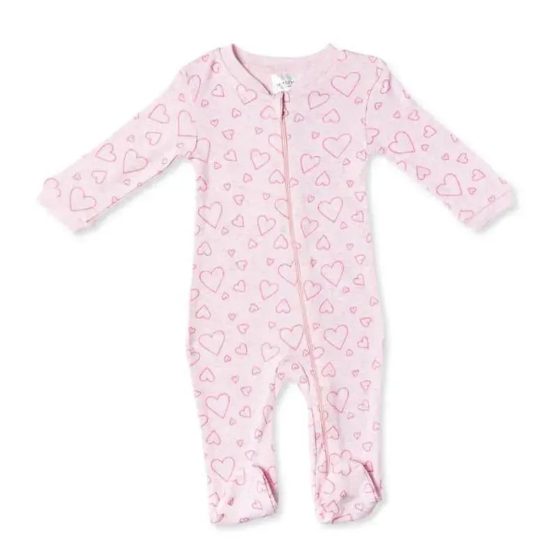 Rose Textiles – Baby Girl Heather Sleeper, Heart