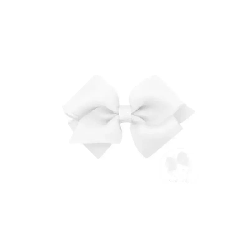 Wee Ones – Extra Small Grosgrain with Organza Overlay Girls Hair Bow, White