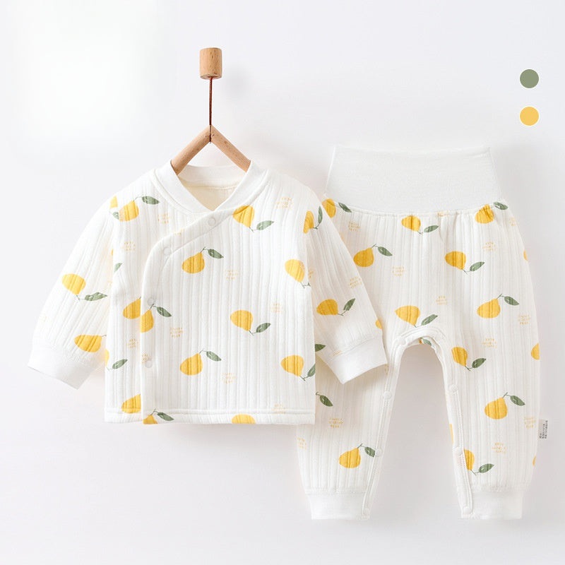 100% Cotton Warm Long Sleeve Long Sleeve Top & Pants Set- Pear Pear 0-3 M