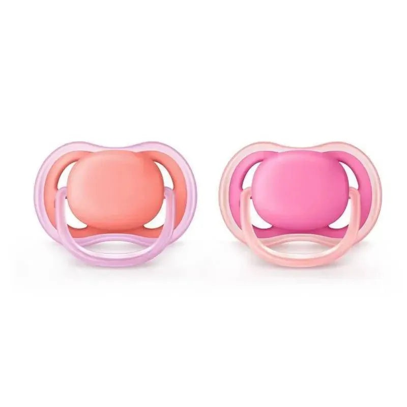 Avent – 2Pk Ultra Air Pacifier, 6/18M, Pink/Peach