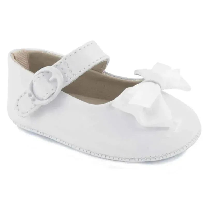 Baby Deer – McKenna Infant Patent Mary Jane Flats with Bows, White