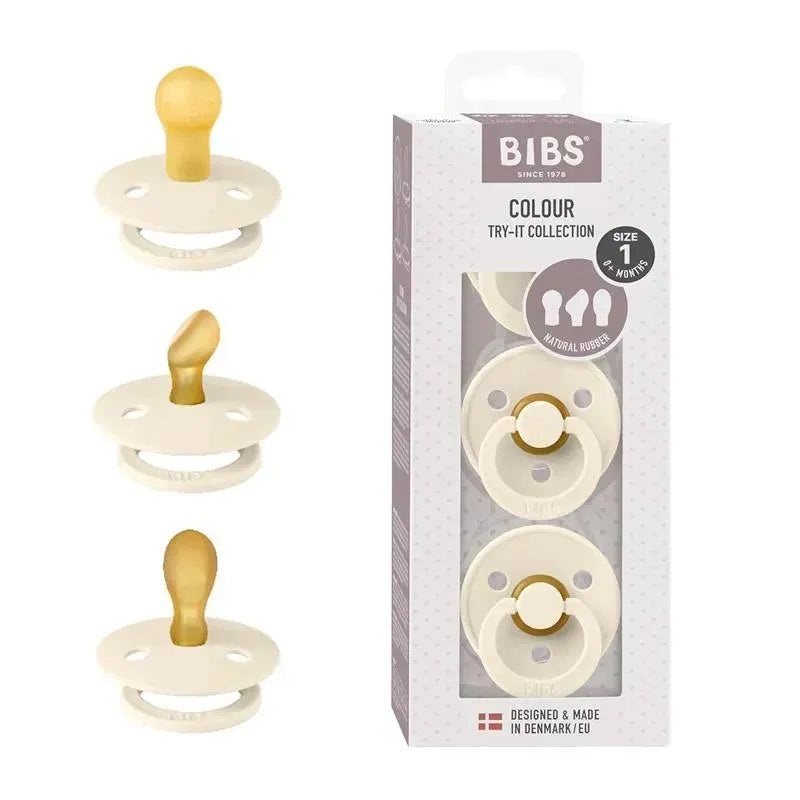 Bibs – Pacifiers 0-6 Months, 3-Pack Soothers, BPA-Free Symmetrical Nipple, Ivory