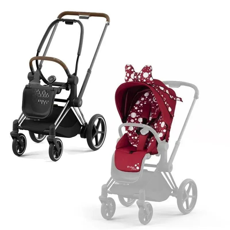 Cybex E-Priam 2 Stroller Bundle, Chrome/Brown Frame With Petticoat Seat