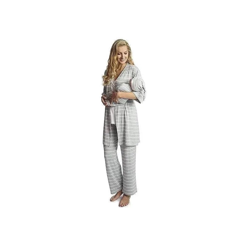 Everly Grey – 3Pk Analise Maternity & Nursing PJ Pant Set for Mom, Heather Grey