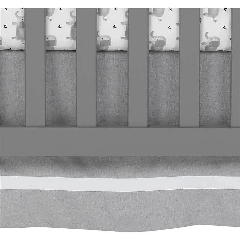 Lambs & Ivy – Signature Gray Linen with White Trim 4-Sided Crib Skirt