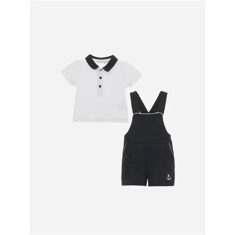 Patachou – Baby Boy White Piquet T-Shirt And Navy Piquet Shorts