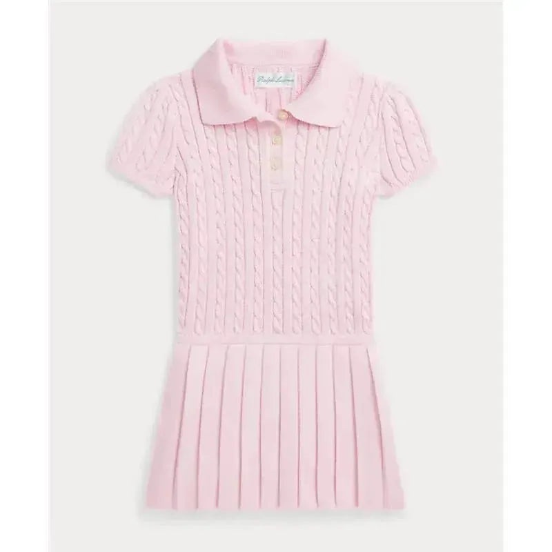 Ralph Lauren Baby – Short-Sleeve Cotton Mini Cable Knit Polo Dress