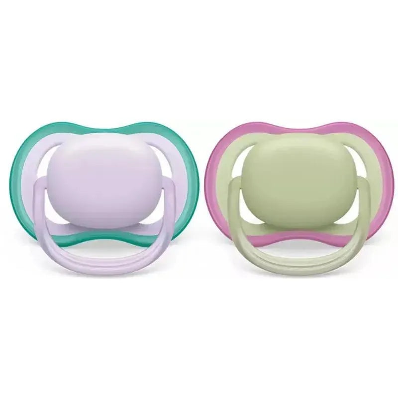 Avent – 2Pk Ultra Air Pacifier Fresh Lilac & Pastel Green, 0/6M