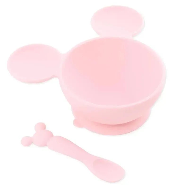Bumkins – Silicone Feeding Set with Suction for Baby and Toddler, Minnie Mouse Light Pink
