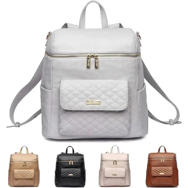 Luli Bebe – Monaco Diaper Bag Backpack, Stone-Grey