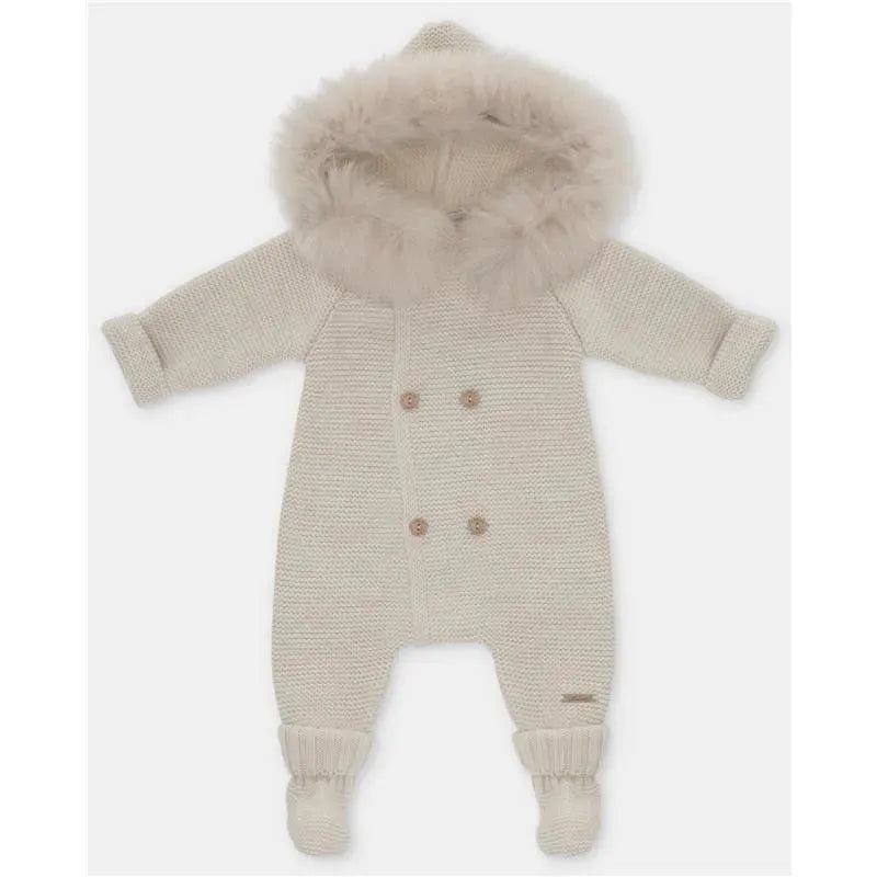 Martin Aranda – Sweater Knit Lined Pramsuit With Removable Feet Real Fur Sabbia, Arena