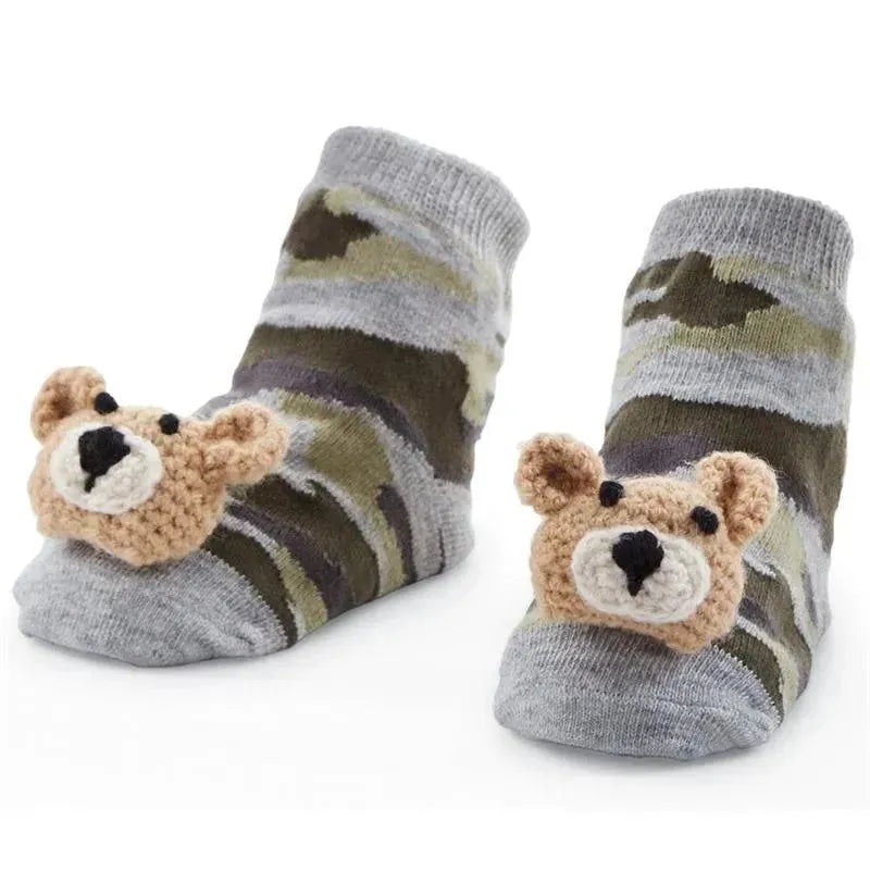 Mud Pie – Camo Bear Rattle Toe Socks, 0/12M