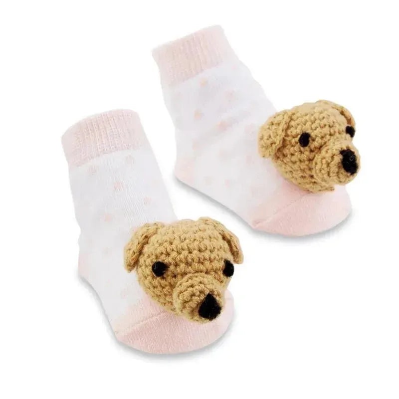 Mud Pie – Pink Dog Rattle Toe Socks 0-12M