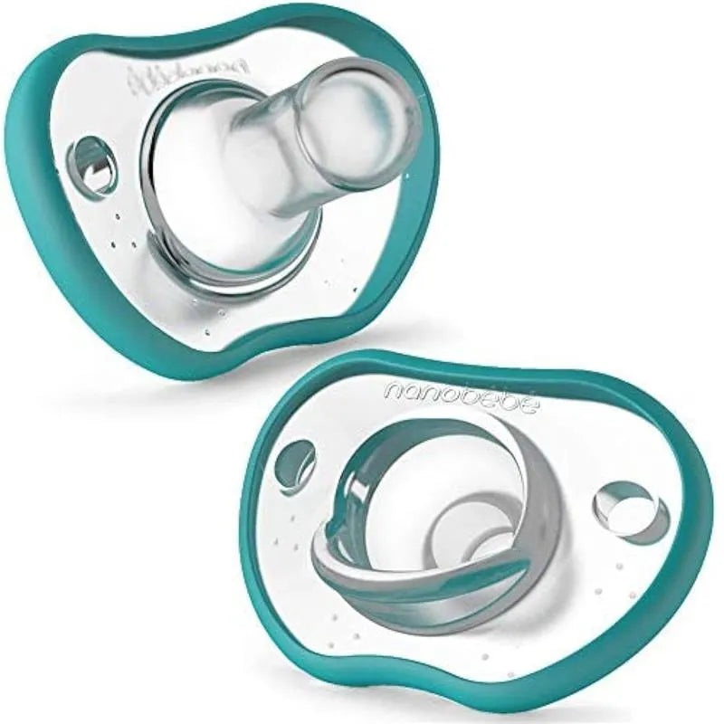 NanoBebe 2-Pack Flexy Pacifiers, Teal | 0-3M