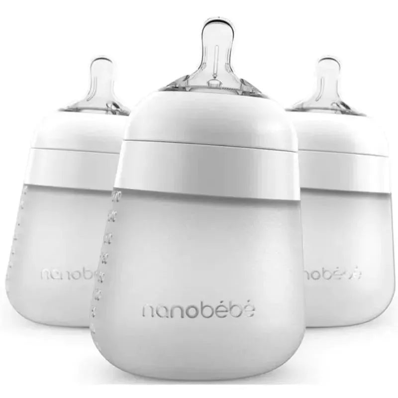Nanobebe – 3Pk Silicone Baby Bottle 9Oz, White