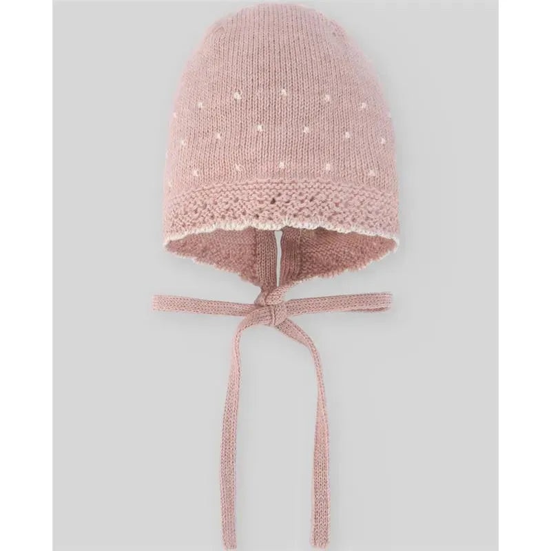 Paz Rodriguez – Baby Knit Newborn Bonnet, Powder Pink/Beige