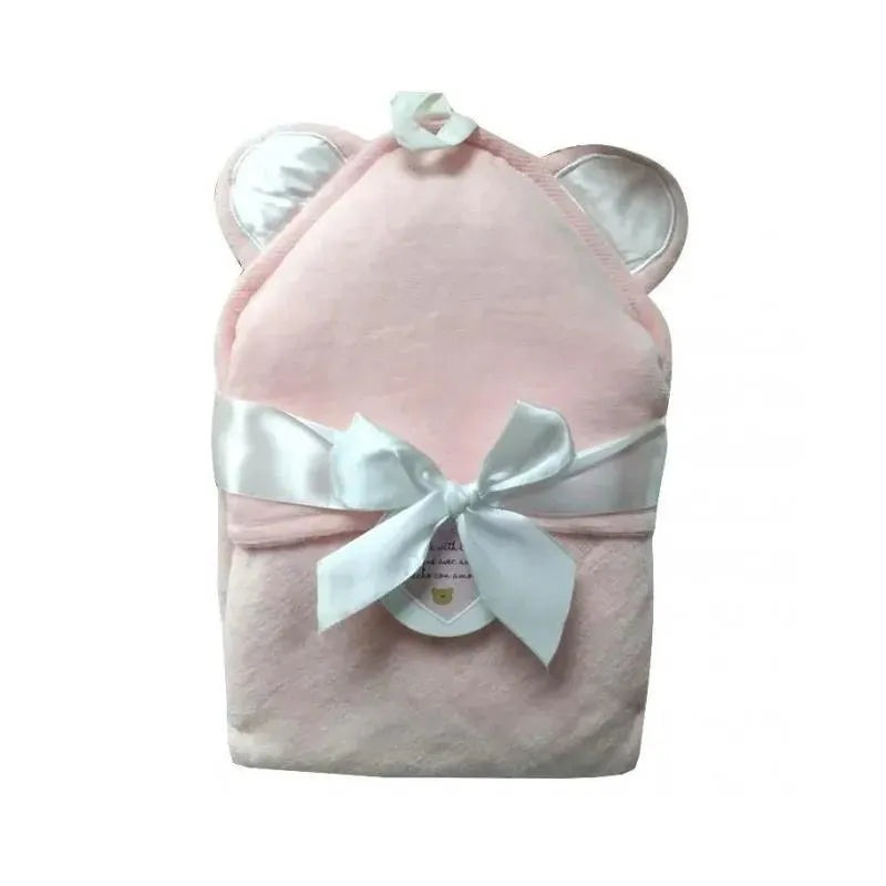 Piccolo Bambino – Luxury Velour Hooded Towel With Satin Ears, Pink